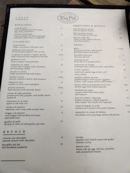 Menu Tía Pol