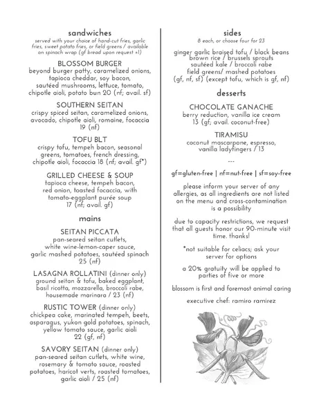 Menu Blossom on Columbus