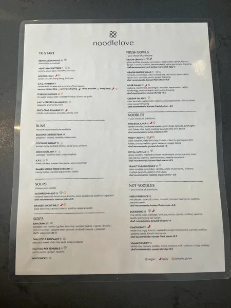 Menu noodlelove