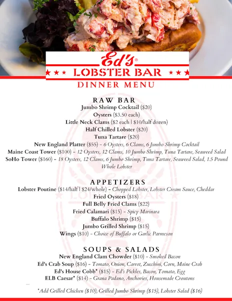 Menu Ed's Lobster Bar