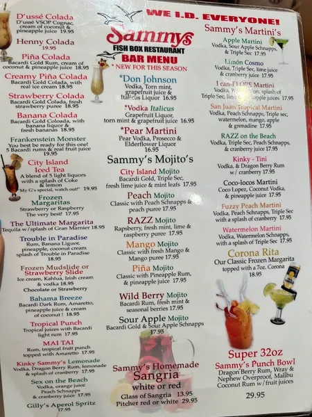 Menu Sammy's Fish Box