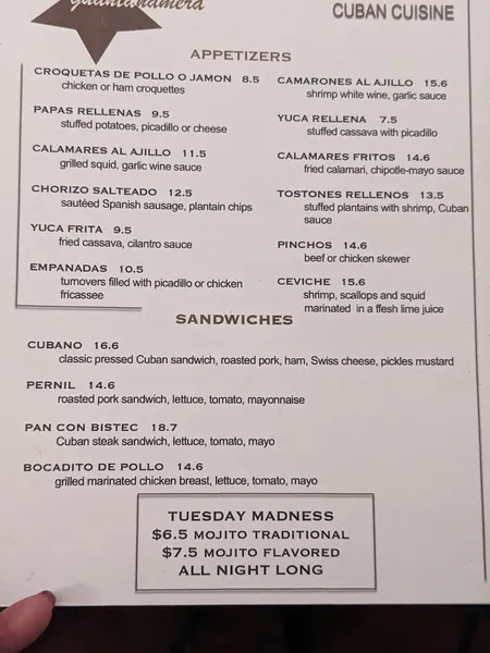 Menu Guantanamera