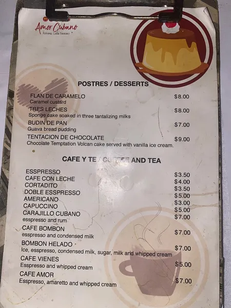 Menu Amor Cubano