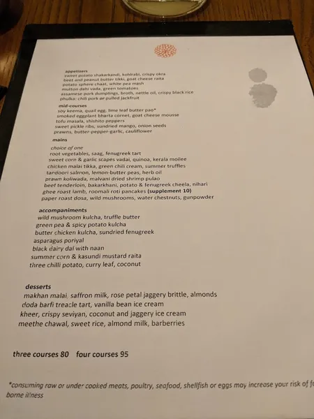 Menu Indian Accent Restaurant, New York