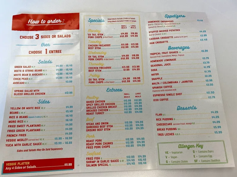 Menu Sophie's Cuban Cuisine - Financial District