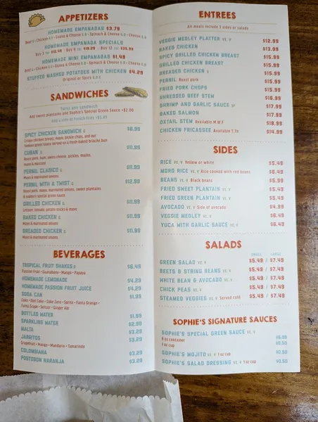 Menu Sophie's Cuban Cuisine - Lenox Hill