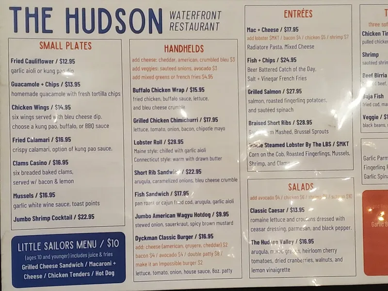 Menu The Hudson