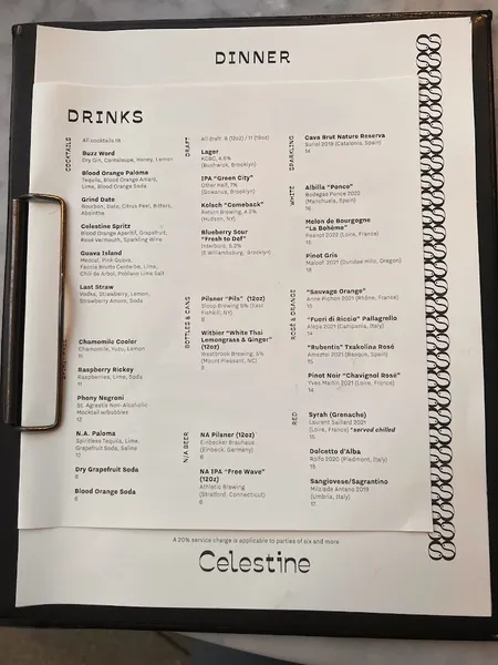 Menu Celestine