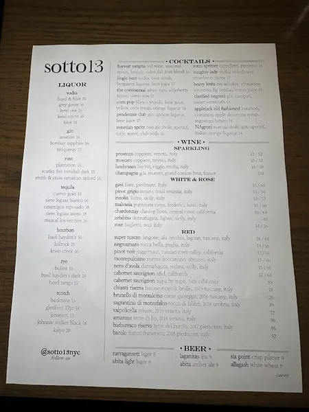 Menu Sotto 13