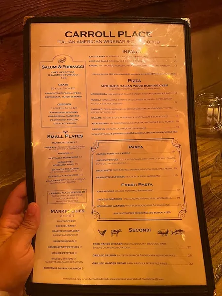 Menu Carroll Place