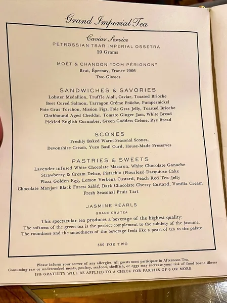 Menu THE PALM COURT