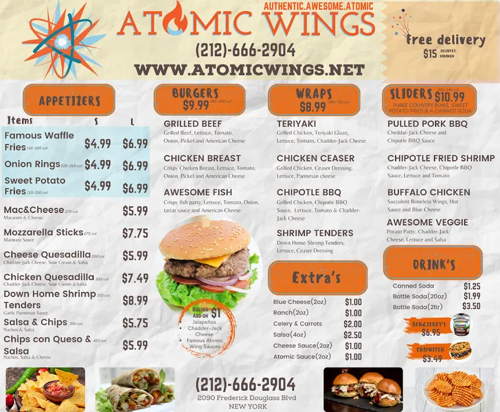 Menu Atomic Wings