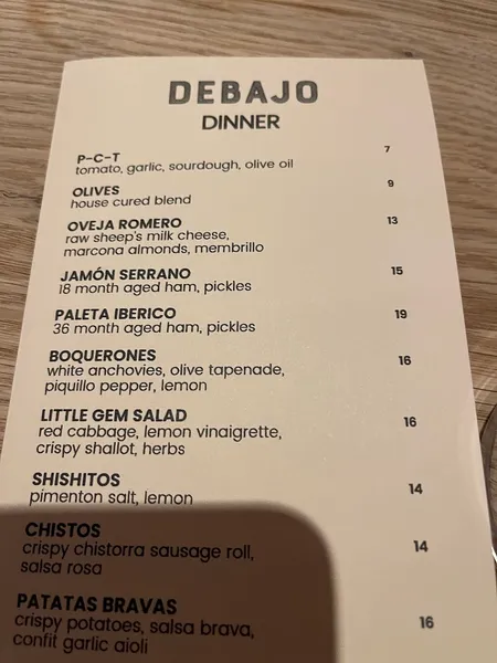 Menu Debajo