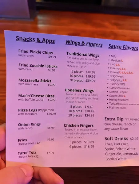 Menu Dan and John's Wings Chelsea