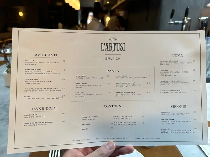 Menu L'Artusi