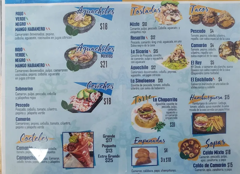 Menu Mariscos El Submarino