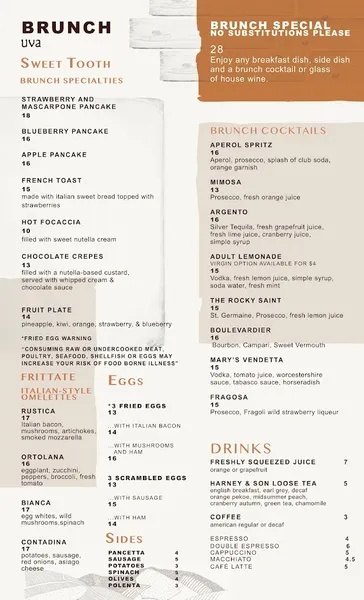 Menu Uva