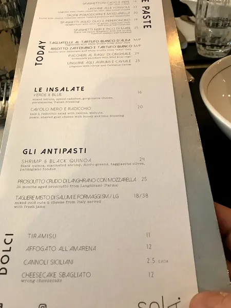 Menu A Pasta Bar