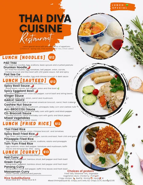 Menu Thai Diva Cuisine