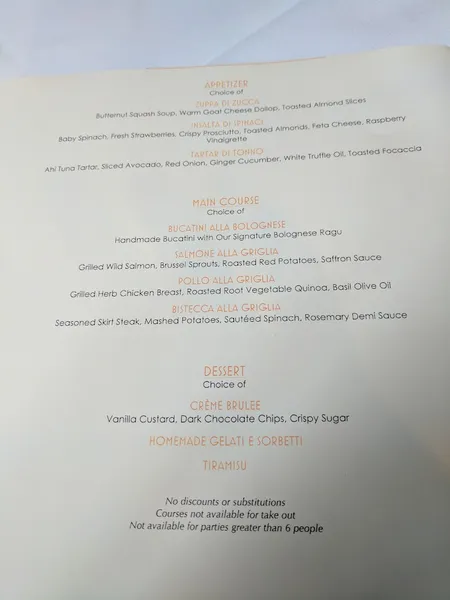 Menu Bistro Milano