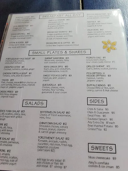 Menu Forgtmenot