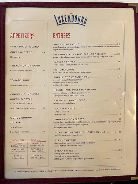 Menu Cafe Luxembourg