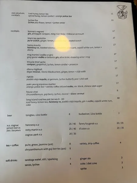 Menu Bonnie's