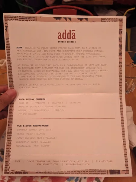 Menu Adda Indian Canteen