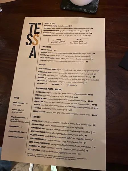 Menu TESSA