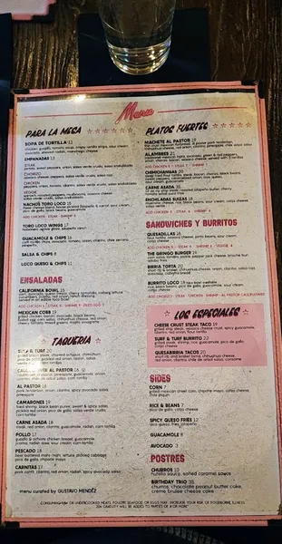 Menu Toro Loco