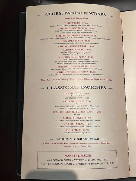 Menu Route 66 Cafe