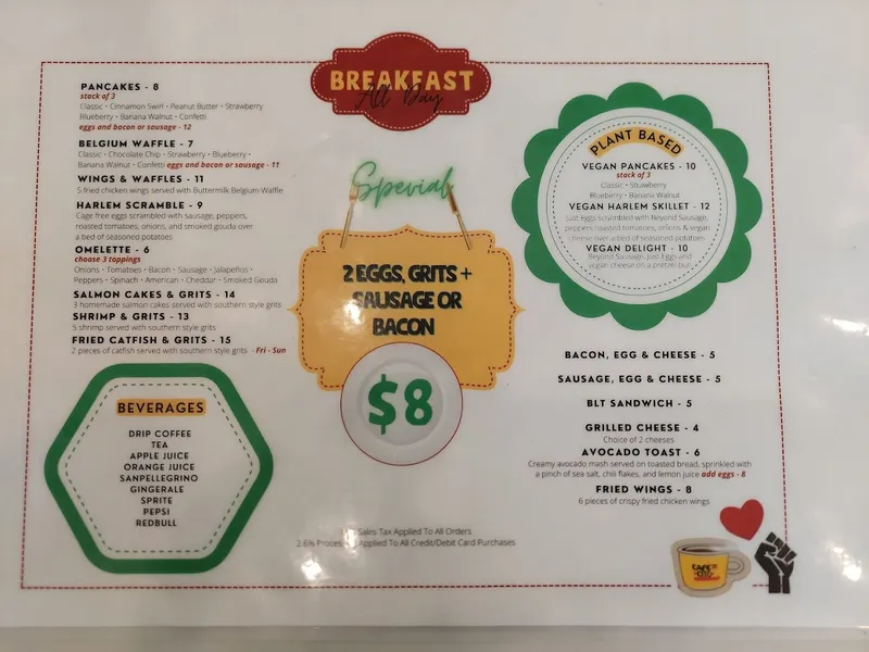 Menu Harlem Breakfast Club