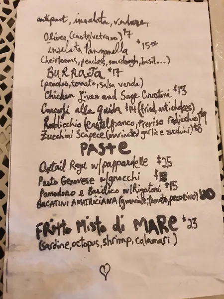 Menu Macosa Trattoria