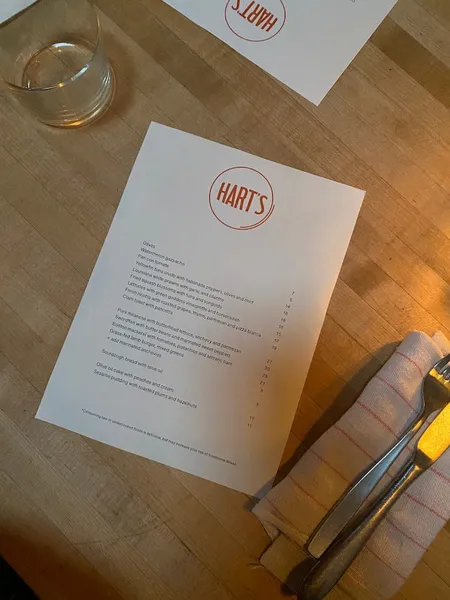 Menu Hart's