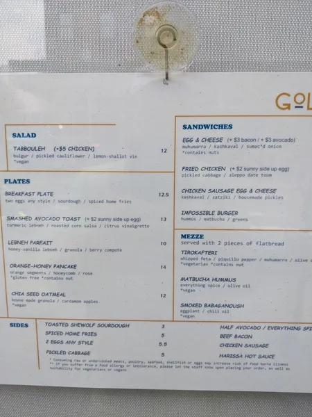 Menu Golda