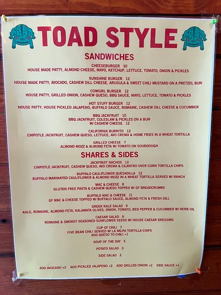 Menu Toad Style