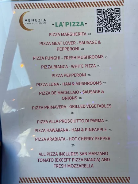 Menu Caffe Venezia