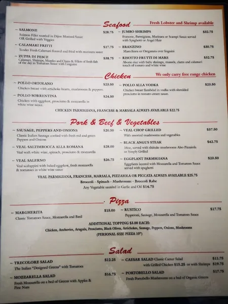 Menu Casa Bella