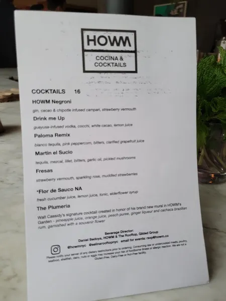 Menu HOWM Cocina & Cocktails