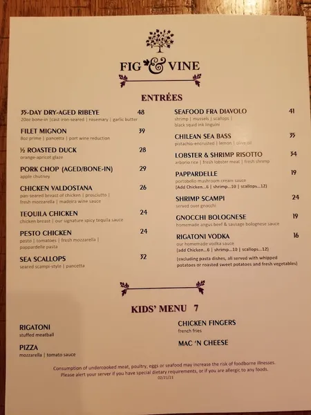 Menu Fig & Vine