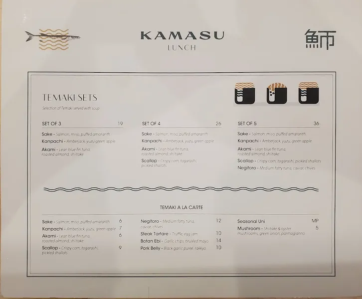 Menu Kamasu Sushi