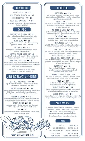 Menu Whitmans