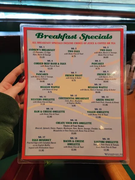 Menu Andrew’s Diner