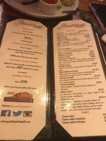 Menu Guadalupe Restaurant