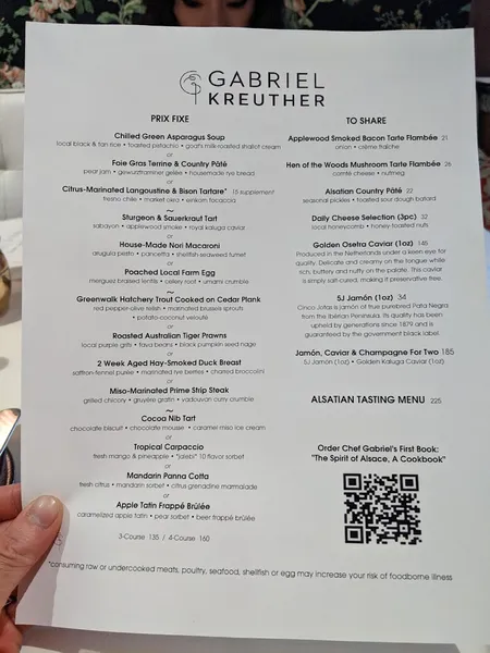 Menu Gabriel Kreuther