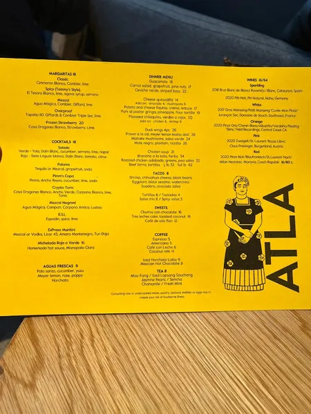 Menu ATLA Noho