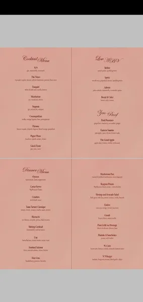 Menu The Nines