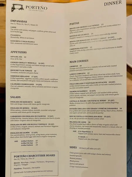 Menu Porteño