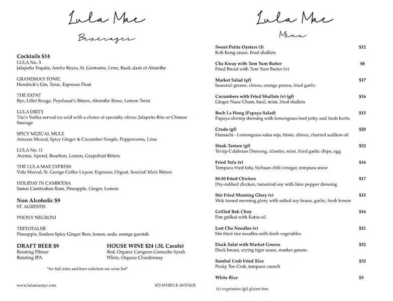 Menu Lula Mae