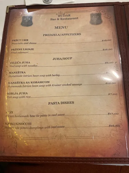 Menu Rudar Club